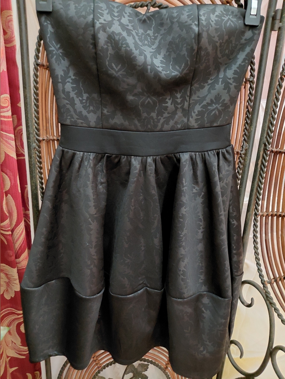 bailey blue Black Strapless Jacquard Mini Dress
